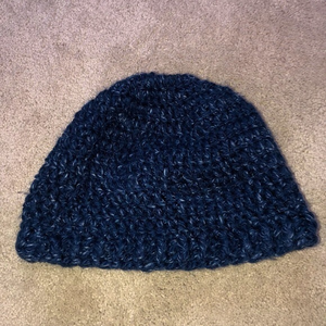 Knitted Knit‎ Ponytail Hole Winter Beanie Hat Blue
